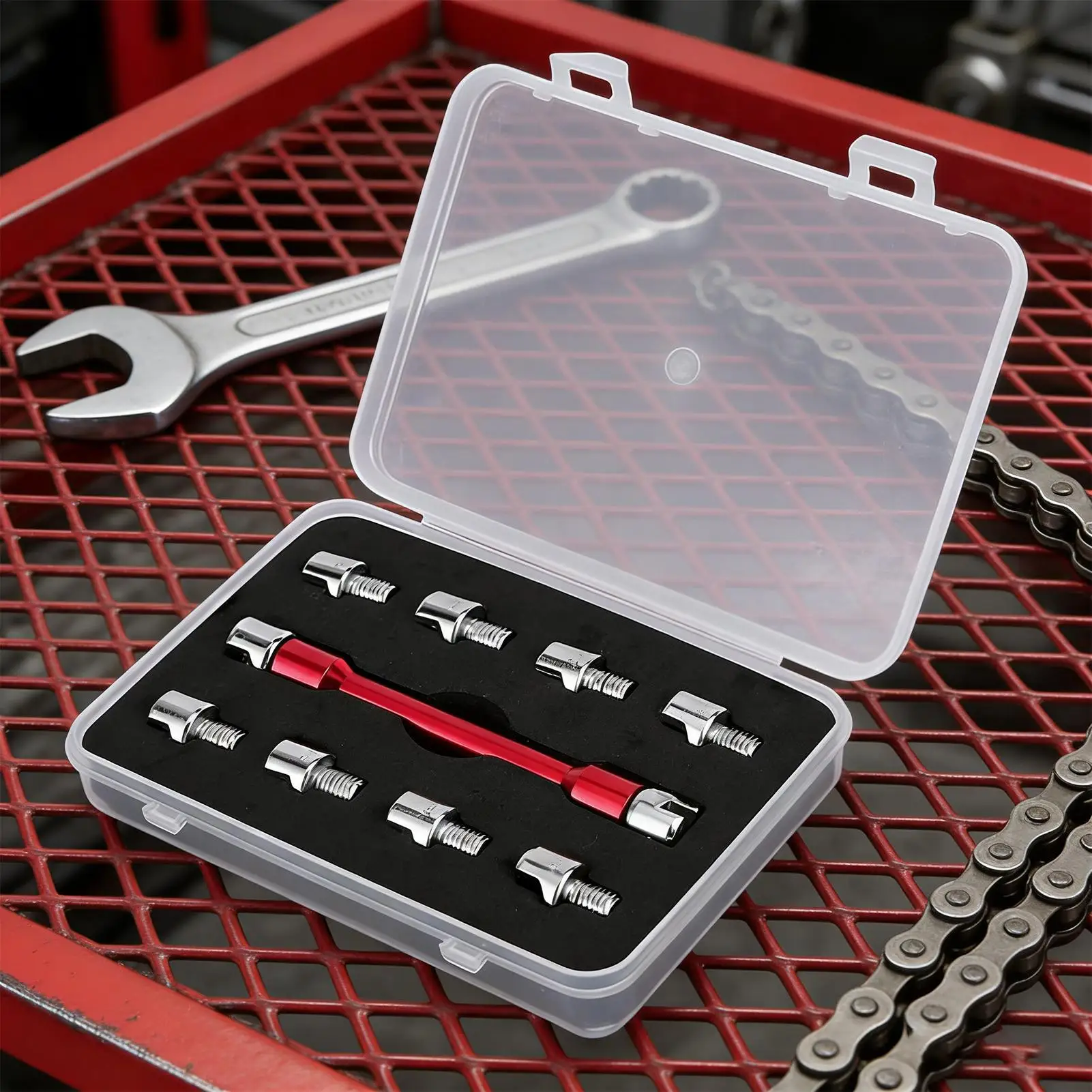 Профессиональный набор ключей для мотоциклетных спиц подходит для сосков 5,0-6,8 мм, нескользящая ручка для проверки колес, дороги и обслуживания магазинов
Профессиональный набор ключей для мотоциклетных спиц подходит для сосков 5,0-6,8 мм, нескользящая ручка для проверки колес, дороги и обслуживания магазинов