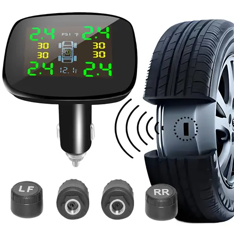 Tire Pressure Monitoring System with 4 Sensors Tyre Temperature Monitor Universal TPMS for Car Sedan SUV