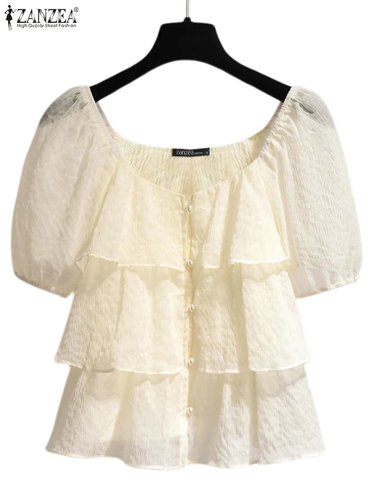 ZANZEA Women Ruffled Tops Summer Blusas Short Puff Sleeve Shirts 2025 Casual Solid Color Square Collar Tunic Thin Beach Blouse
ZANZEA Women Ruffled Tops Summer Blusas Short Puff Sleeve Shirts 2025 Casual Solid Color Square Collar Tunic Thin Beach Blouse