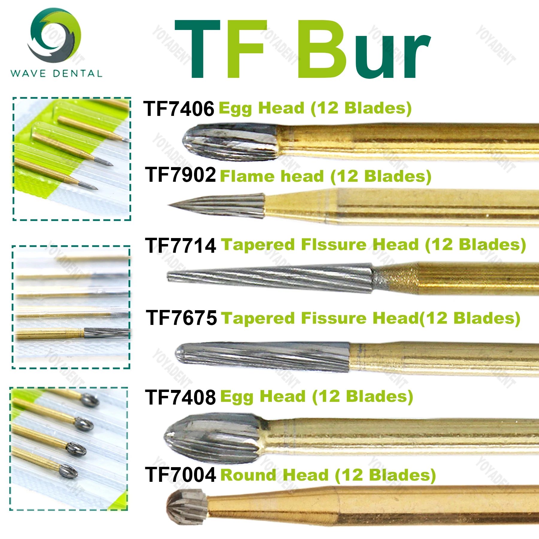 WAVE Dental Gold Plated Trimming and Finishing Strawberries 12 Bladed For High Speed Handpiece 5pcs/Pack TF Burs
WAVE Dental Gold Plated Trimming and Finishing Strawberries 12 Bladed For High Speed Handpiece 5pcs/Pack TF Burs