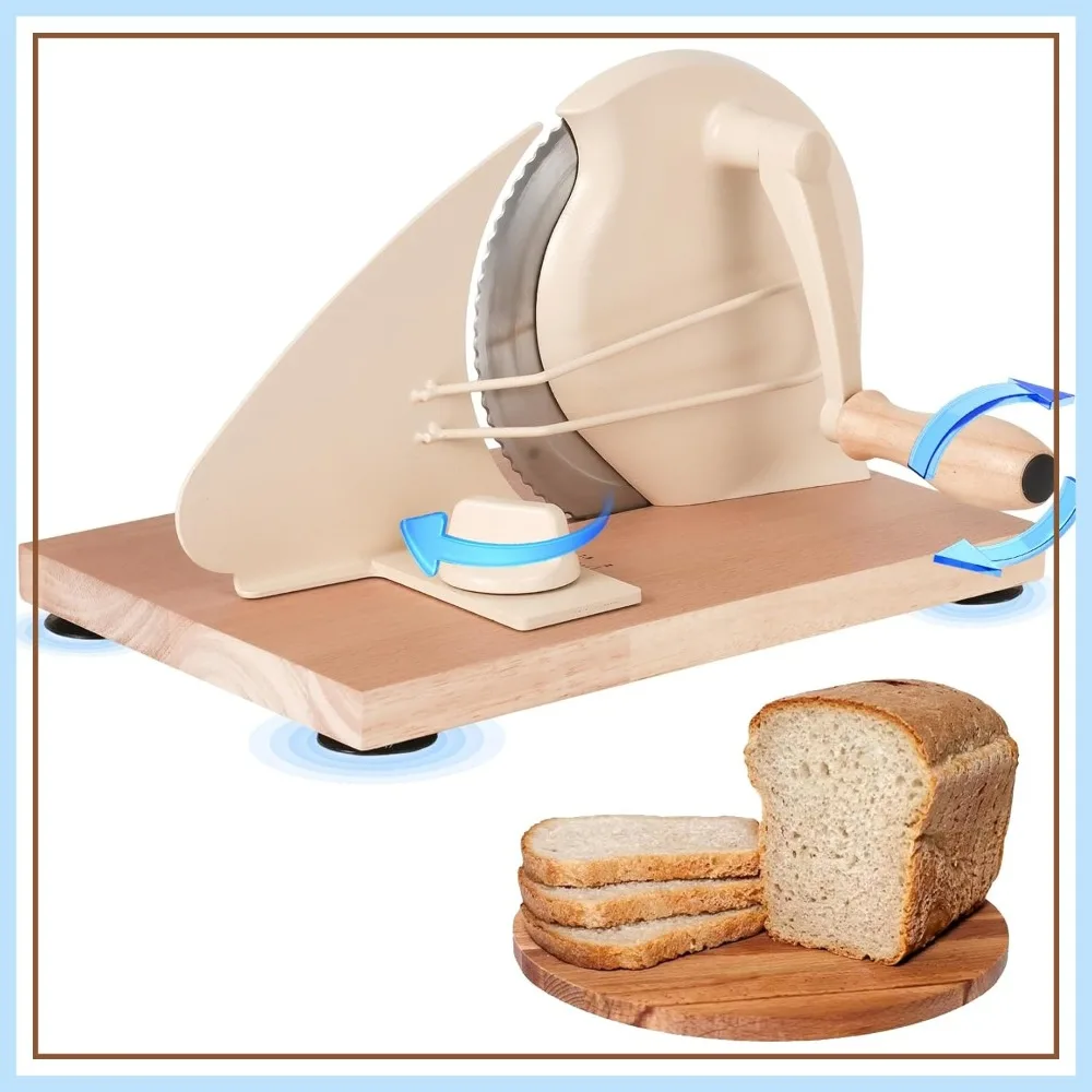 Adjustable Manual Bread Slicer for Homemade Sourdough, 0-0.8" Thickness, Hand Crank with Suction Cup for Even Slicing
Adjustable Manual Bread Slicer for Homemade Sourdough, 0-0.8" Thickness, Hand Crank with Suction Cup for Even Slicing