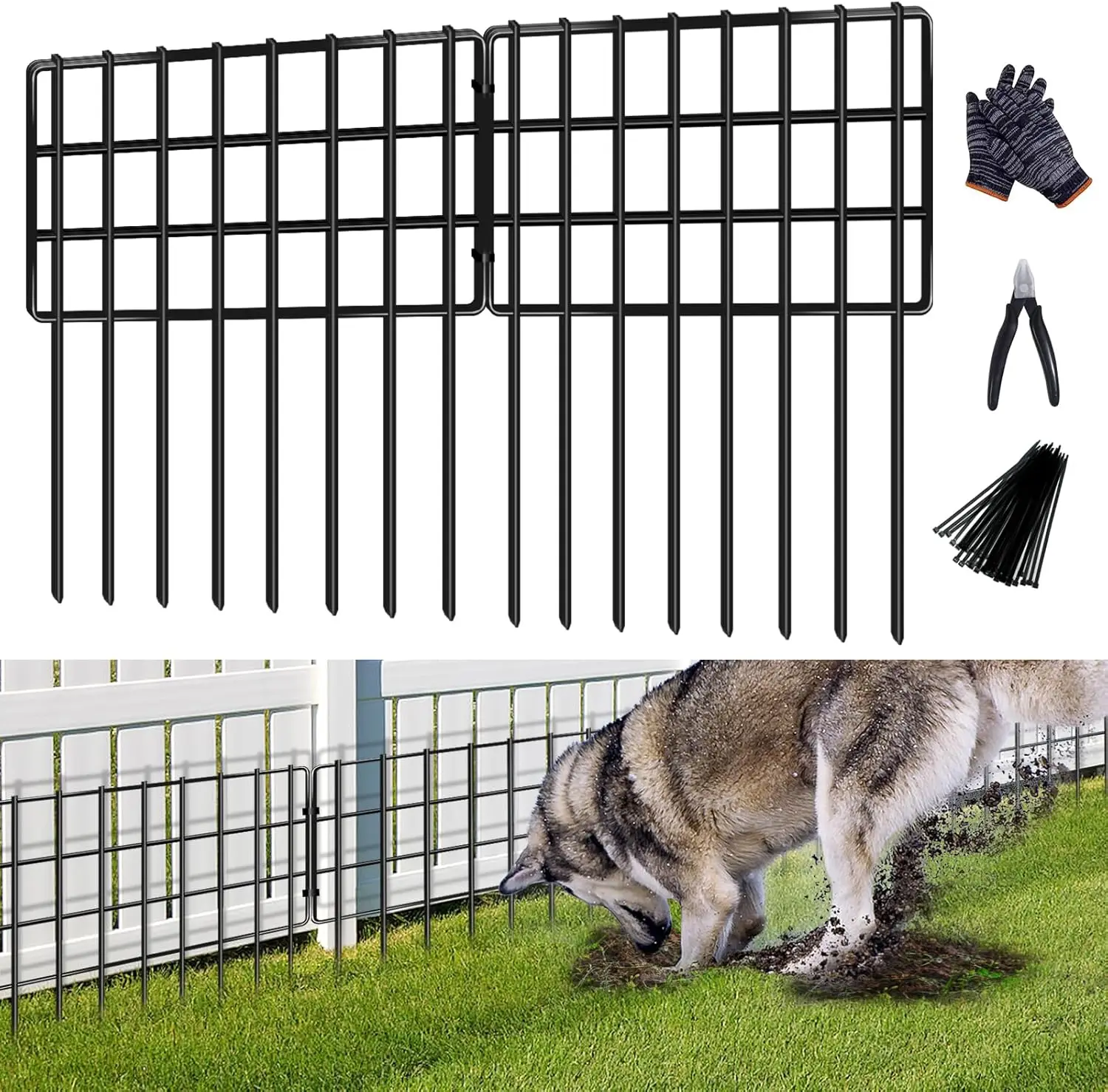 25-Pack Rustproof Animal Fence, 1.25in Gap No-Dig Barrier for Dogs and Rabbits, 17in H x 27ft L
25-Pack Rustproof Animal Fence, 1.25in Gap No-Dig Barrier for Dogs and Rabbits, 17in H x 27ft L