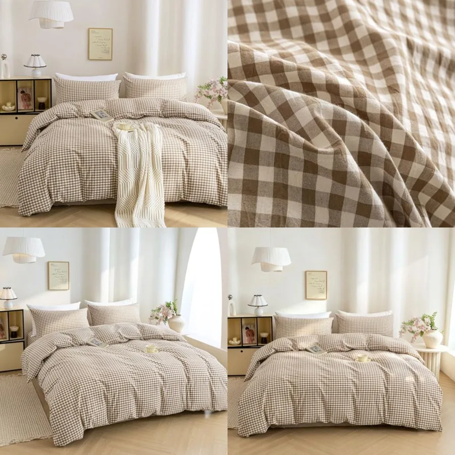 Duvet Cover 100 Washed Cotton Checke Duvet Cover Set Vintage 3 Pcs Grid Bedding Set Zipper Closure Corner Ties, Durable, Breath
Duvet Cover 100 Washed Cotton Checke Duvet Cover Set Vintage 3 Pcs Grid Bedding Set Zipper Closure Corner Ties, Durable, Breath