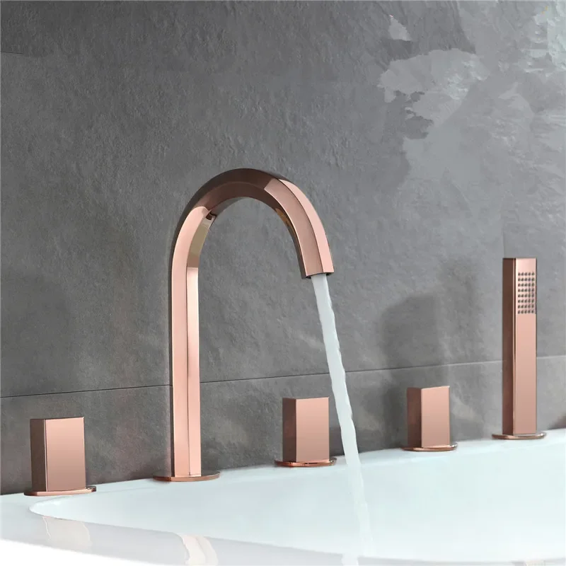 Bathtub Faucet Widespread Tub Sink Mixer Tap Rose Gold Brass Gold Bathroom Bath Shower Faucet with Hand shower Head
Bathtub Faucet Widespread Tub Sink Mixer Tap Rose Gold Brass Gold Bathroom Bath Shower Faucet with Hand shower Head