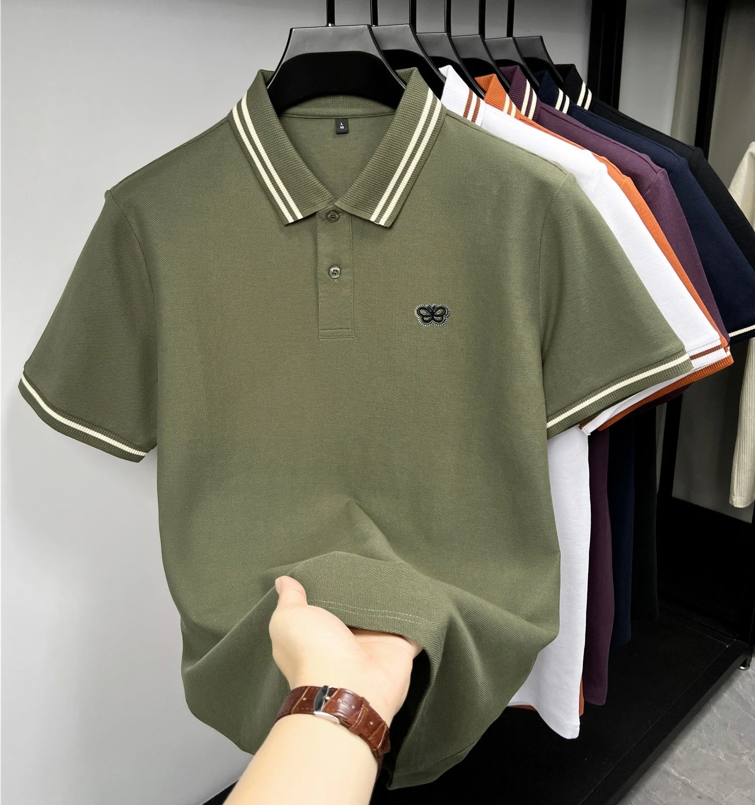 100% pure cotton summer mens original butterfly relief design short sleeve new fashion hot selling polo shirt breathable T-shirt
100% pure cotton summer mens original butterfly relief design short sleeve new fashion hot selling polo shirt breathable T-shirt