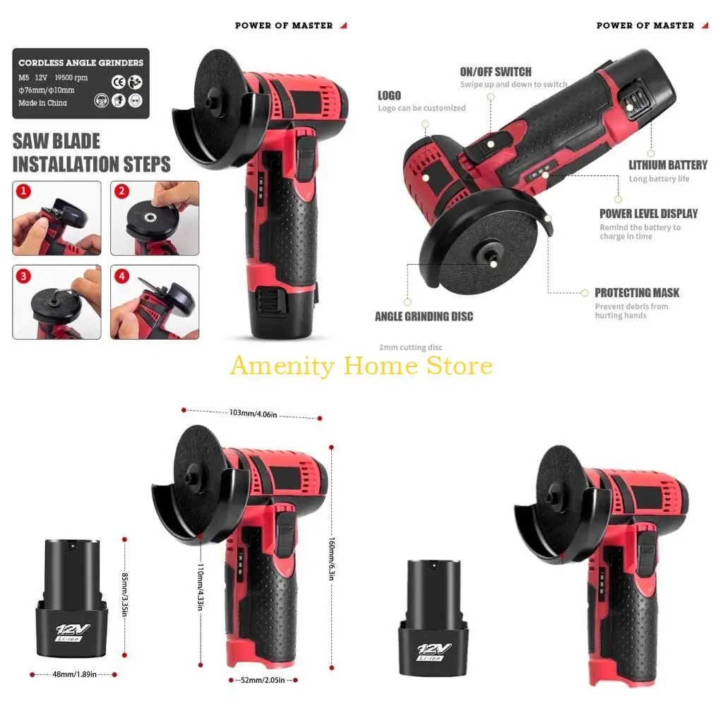 F26C 19500rpm Electric Angles Grinder Brushed Motor Rechargeable Grinding Machine 12V
F26C 19500rpm Electric Angles Grinder Brushed Motor Rechargeable Grinding Machine 12V