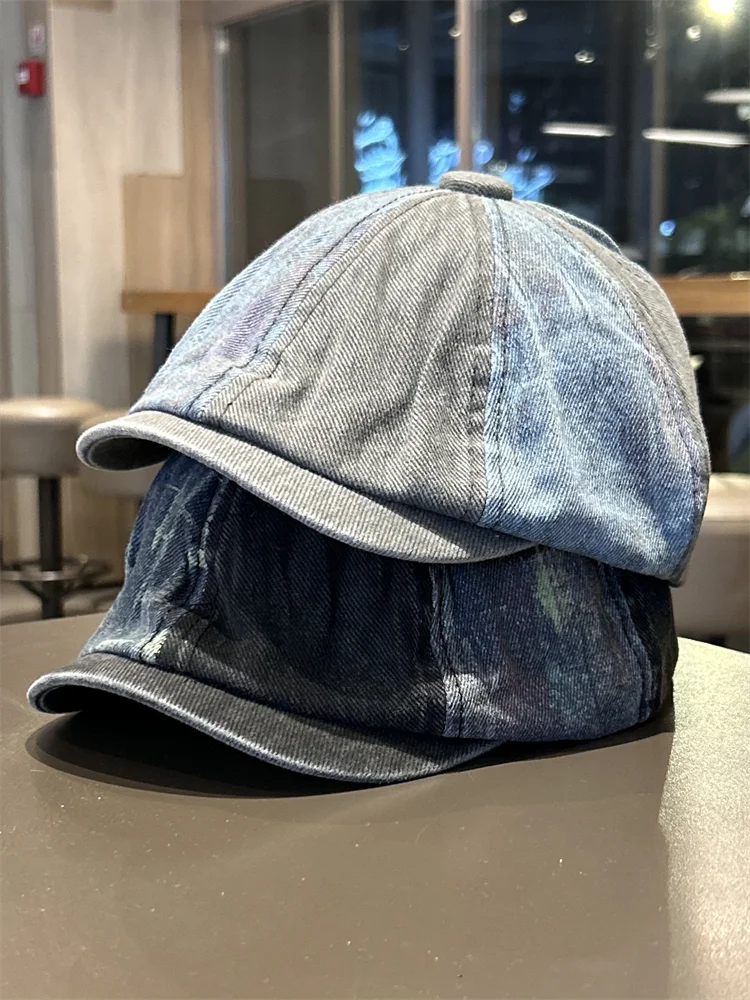 Retro splicing washed forward hat men's and women's spring and summer versatile beret showing face small versatile newsboy hat
Retro splicing washed forward hat men's and women's spring and summer versatile beret showing face small versatile newsboy hat