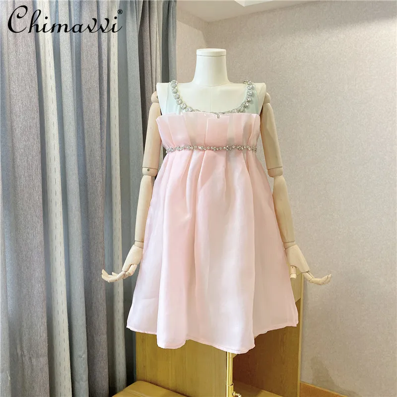 Sweet Palace Style Pink Ruffled Diamond Strap Bubble Dress Women's 2022 Summer New French Style Fashion Elegant Bow Short Dress
Sweet Palace Style Pink Ruffled Diamond Strap Bubble Dress Women's 2022 Summer New French Style Fashion Elegant Bow Short Dress