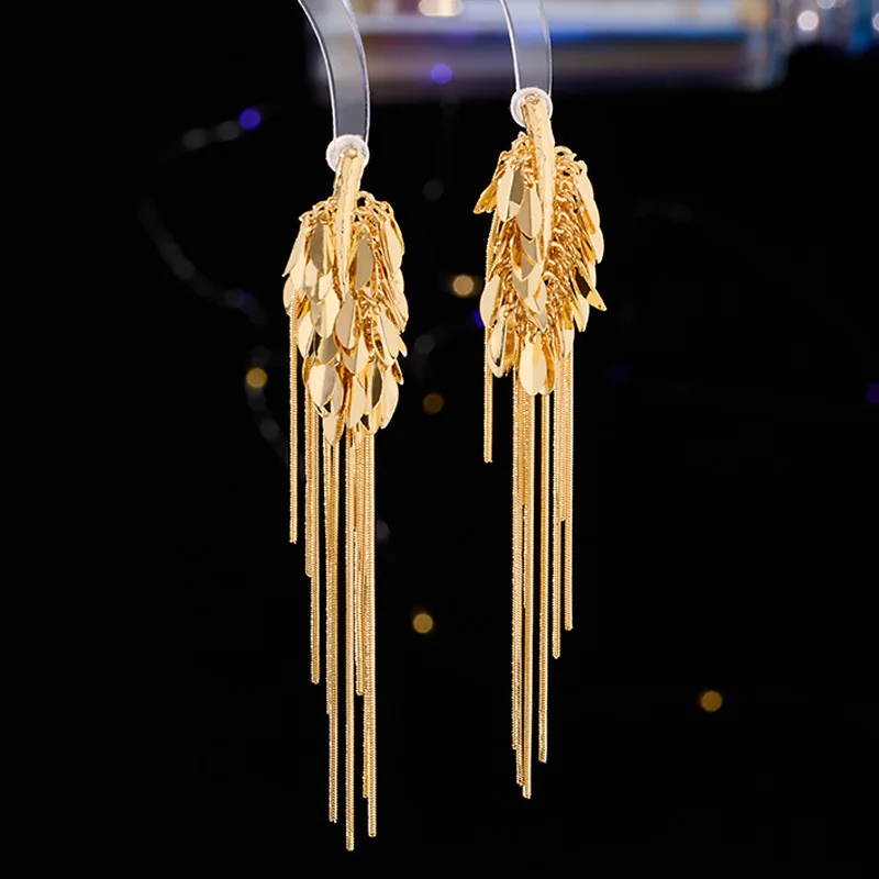 Exaggerated Fashion Long Wheat Spike Tassel Earrings for Women S925 Silver Needle High-end Elegant Versatile Personality Earring
Exaggerated Fashion Long Wheat Spike Tassel Earrings for Women S925 Silver Needle High-end Elegant Versatile Personality Earring