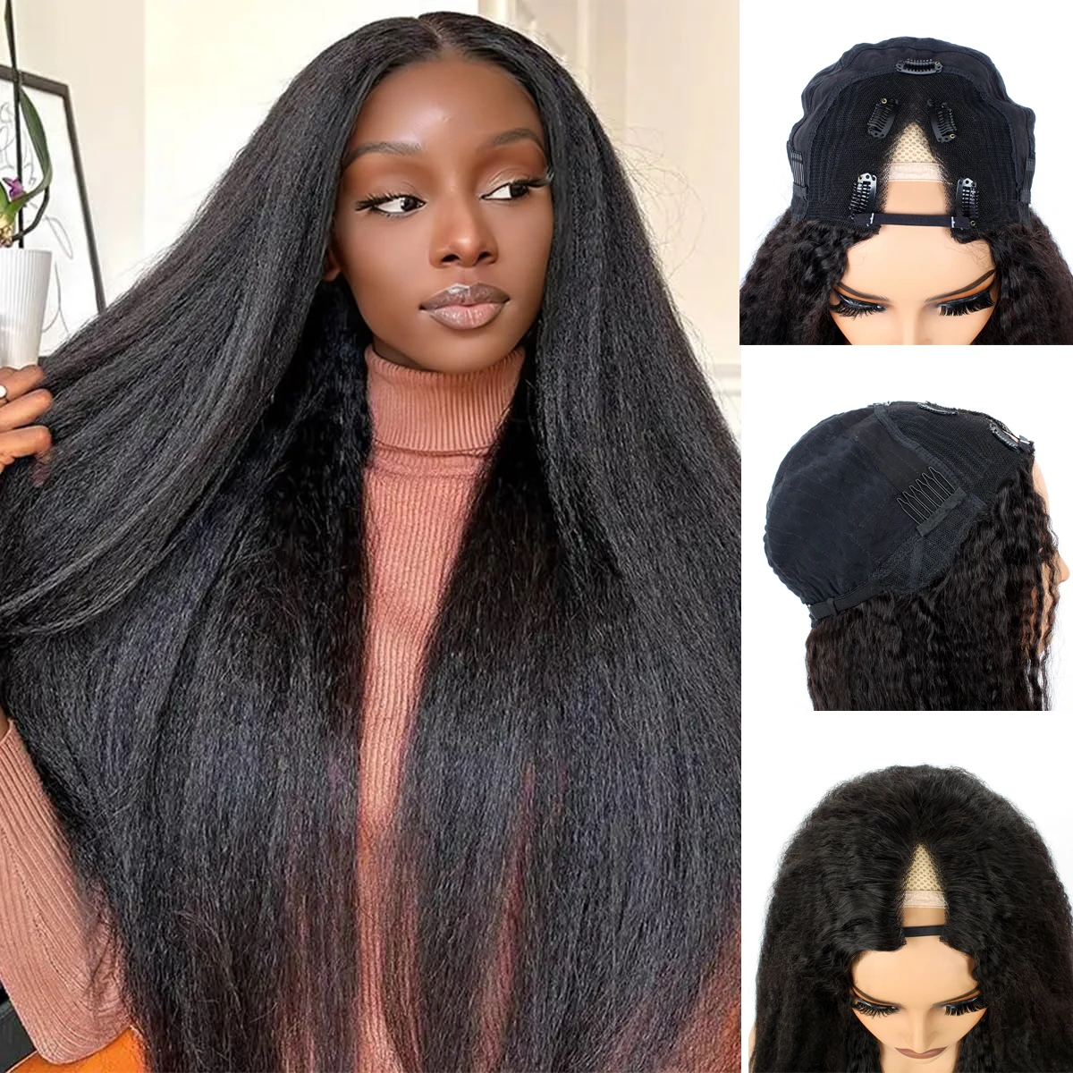 V Part Wig Kinky Straight Human Hair Wig Natural Black Kinky Straight Part Wig Virgin Hair For Black Women 28 Inch
V Part Wig Kinky Straight Human Hair Wig Natural Black Kinky Straight Part Wig Virgin Hair For Black Women 28 Inch