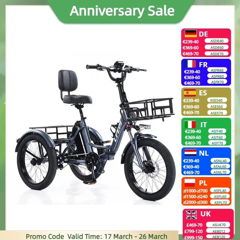 Adult Electric Tricycle Mini Car Cargo Vehicle Foldable 48V 350W 3 Wheel Folding Electric Bicycle 20 Inch For Men With Basket
Adult Electric Tricycle Mini Car Cargo Vehicle Foldable 48V 350W 3 Wheel Folding Electric Bicycle 20 Inch For Men With Basket