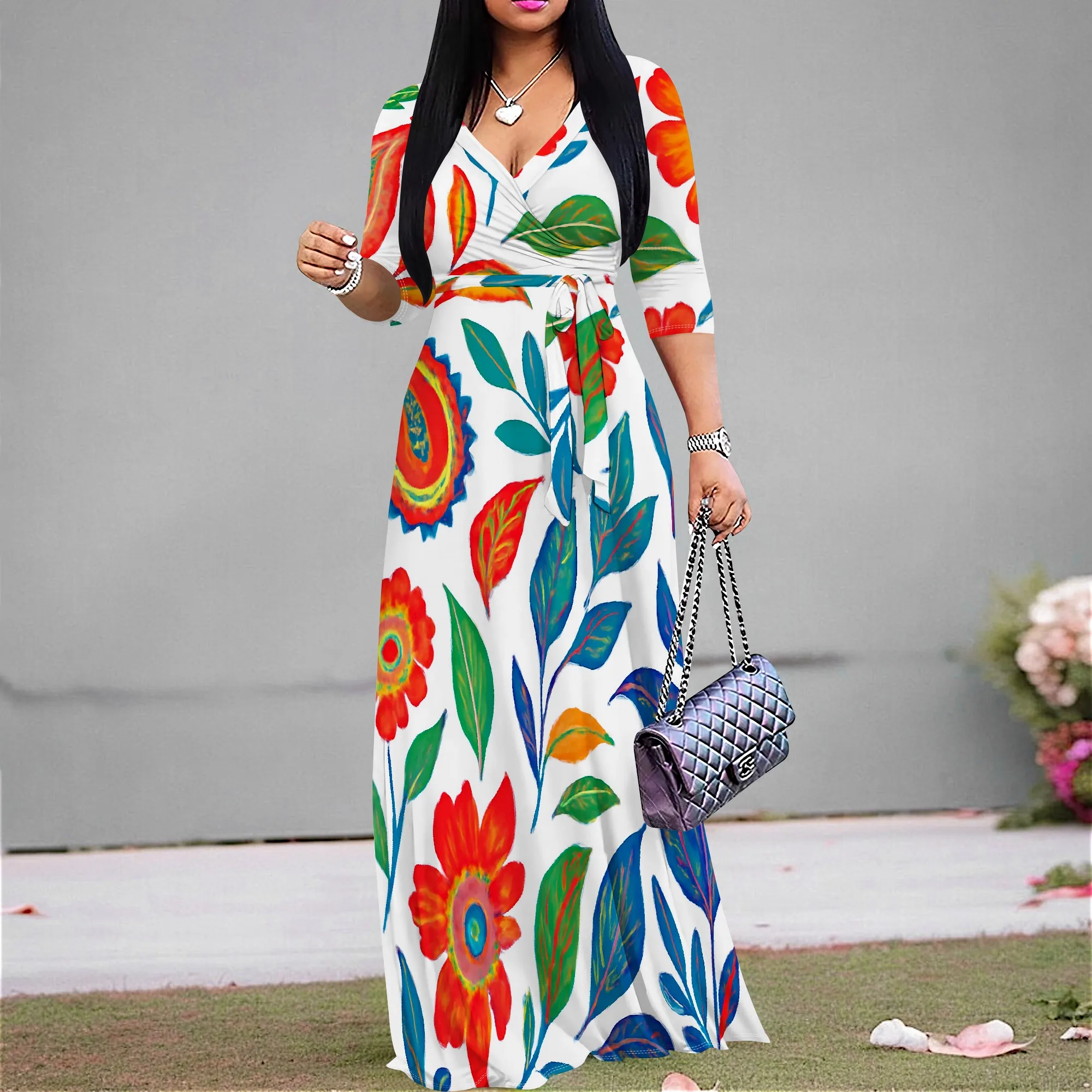 Women's Colorful Floral Wrap V-Neck Dress 2025 New Arrival Casual Chic Dress S-3XL
Women's Colorful Floral Wrap V-Neck Dress 2025 New Arrival Casual Chic Dress S-3XL
