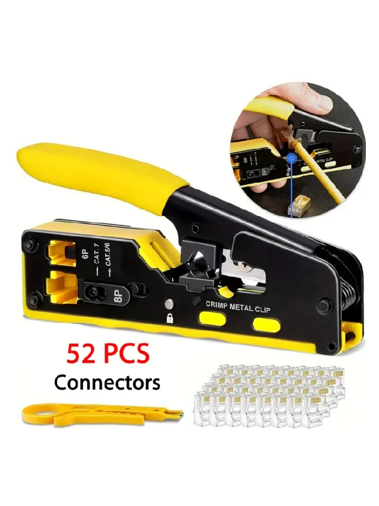 Propatch RJ45 Crimp Tool Kit All-in-One Ethernet Crimper Cat7 Cat6 Cat5 Crimping Tool with 52 Cat6 Ethernet Crimping Connectors
Propatch RJ45 Crimp Tool Kit All-in-One Ethernet Crimper Cat7 Cat6 Cat5 Crimping Tool with 52 Cat6 Ethernet Crimping Connectors