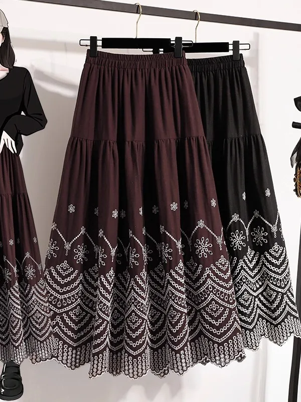 Женская юбка-миди трапециевидной формы с вышивкой Ele, высокая талия, весна-осень, большие размеры, скрывающая бедра, модная повседневная юбка...
Женская юбка-миди трапециевидной формы с вышивкой Ele, высокая талия, весна-осень, большие размеры, скрывающая бедра, модная повседневная юбка...