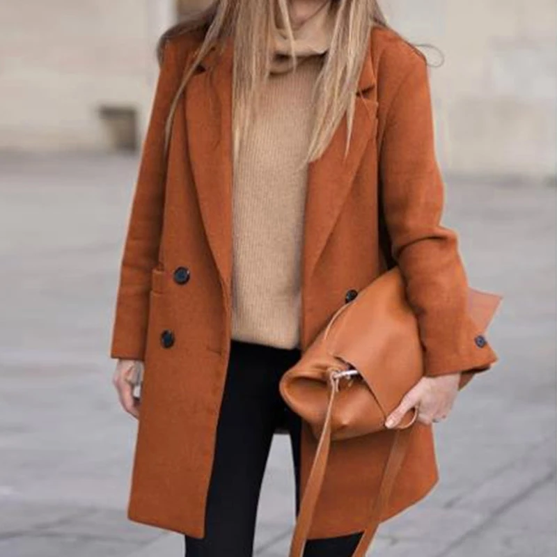 Autumn Casual Long Sleeves Solid Jackets Winter Women Elegant Button Straight Outerwears Fashion Commuter Warm Tweed Midi Coats
Autumn Casual Long Sleeves Solid Jackets Winter Women Elegant Button Straight Outerwears Fashion Commuter Warm Tweed Midi Coats