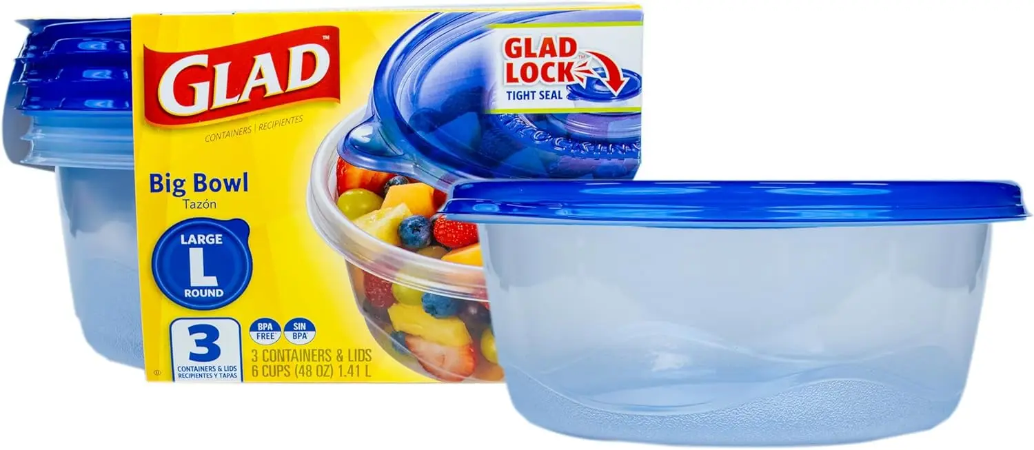 48 oz Round Food Storage Containers with Lids, Large BPA Free Plastic Bowls for Soups, Salads, and Meal Prep, Lock Tight Seal
48 oz Round Food Storage Containers with Lids, Large BPA Free Plastic Bowls for Soups, Salads, and Meal Prep, Lock Tight Seal
