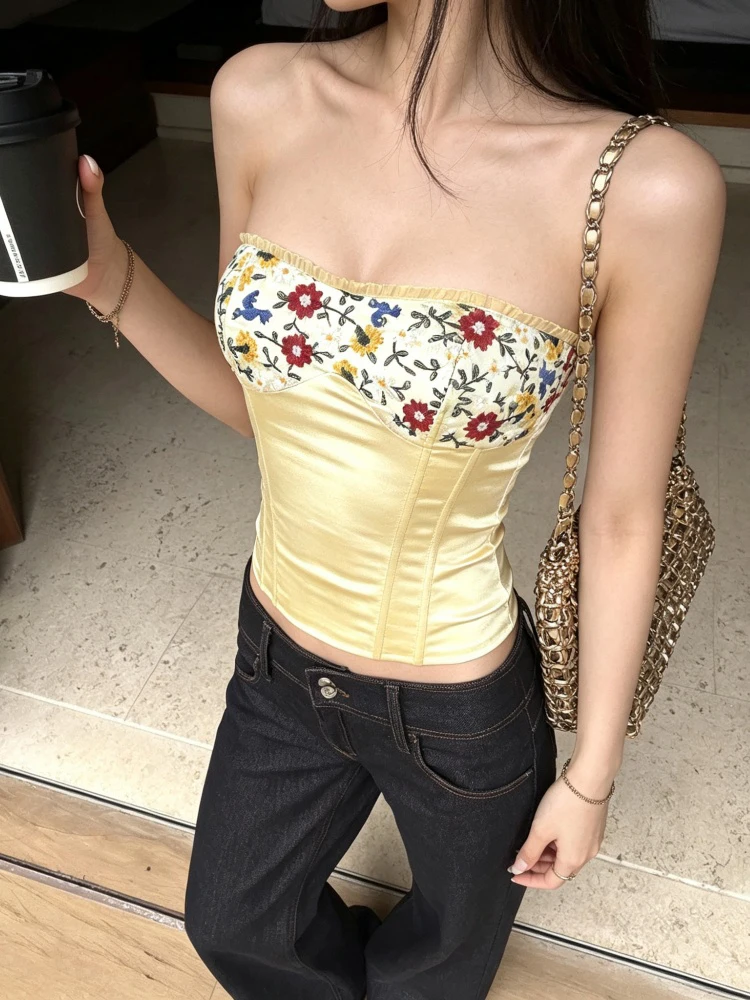 Pure Desire Lace Embroidery Fishbone Strapless Crop Top Women Summer Sexy Slimming Sleeveless Short Style Vest Outerwear
Pure Desire Lace Embroidery Fishbone Strapless Crop Top Women Summer Sexy Slimming Sleeveless Short Style Vest Outerwear