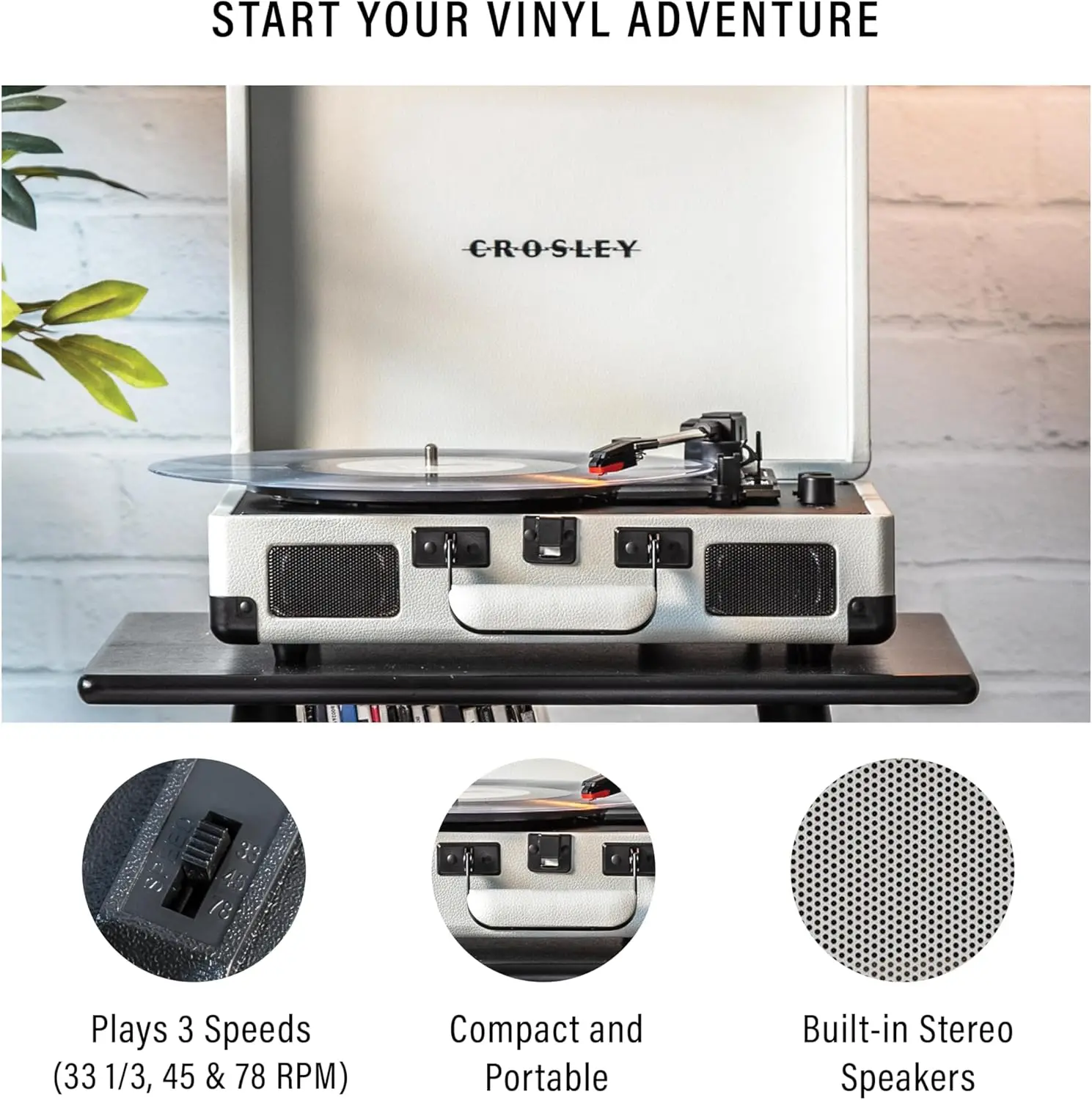 CR8005DP-WF Vintage 3-Speed Bluetooth in/Out Suitcase Vinyl Record Player Turntable, White Farmhouse
CR8005DP-WF Vintage 3-Speed Bluetooth in/Out Suitcase Vinyl Record Player Turntable, White Farmhouse