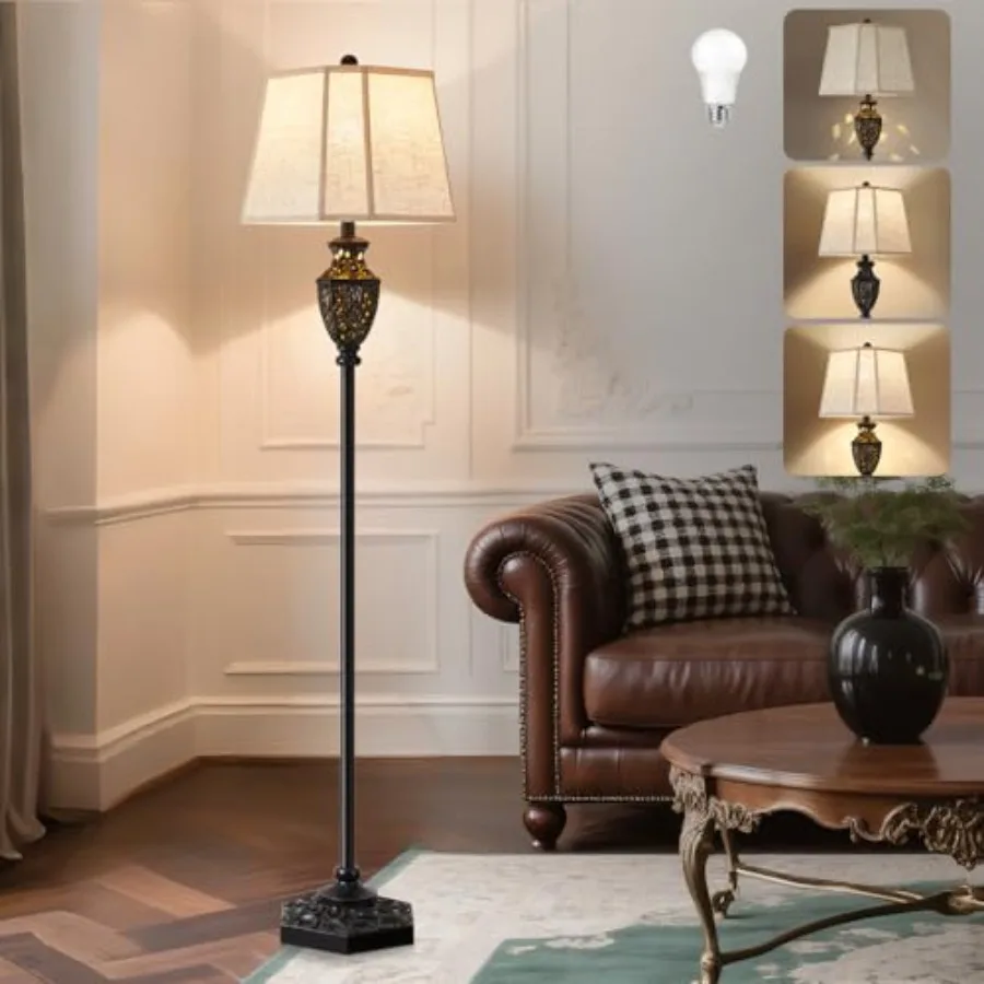 Vintage Floor Lamp - Hand-Painted Gold Resin with 6-Sided Carved Hollow Nightlight Traditional Standing Lamp for Living Room Be
Vintage Floor Lamp - Hand-Painted Gold Resin with 6-Sided Carved Hollow Nightlight Traditional Standing Lamp for Living Room Be
