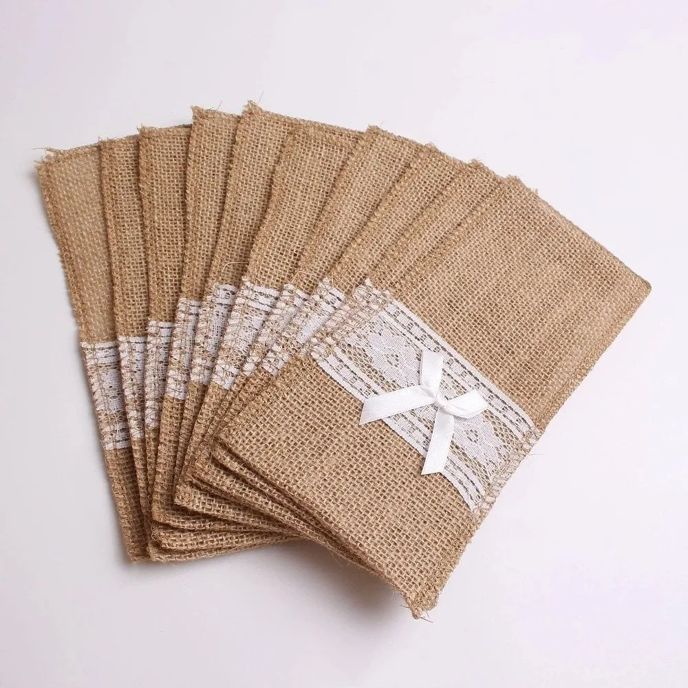 Practical Rustic Style Linen Lace Cutlery Bag Lace Burlap Fork Bag Decorative Utensil Cutlery Holders Desktop Ornaments
Practical Rustic Style Linen Lace Cutlery Bag Lace Burlap Fork Bag Decorative Utensil Cutlery Holders Desktop Ornaments
