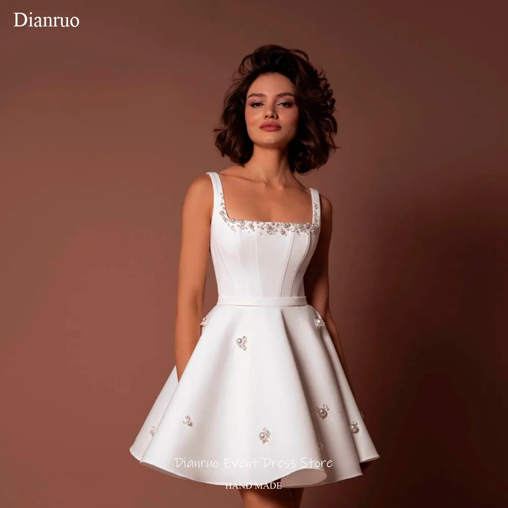 Dianruo Square Neck Pearl Beadwork Wedding Dress A Line Handmade Vestido Novia Bridal Luxury Short Robe De Mariée Customized
Dianruo Square Neck Pearl Beadwork Wedding Dress A Line Handmade Vestido Novia Bridal Luxury Short Robe De Mariée Customized