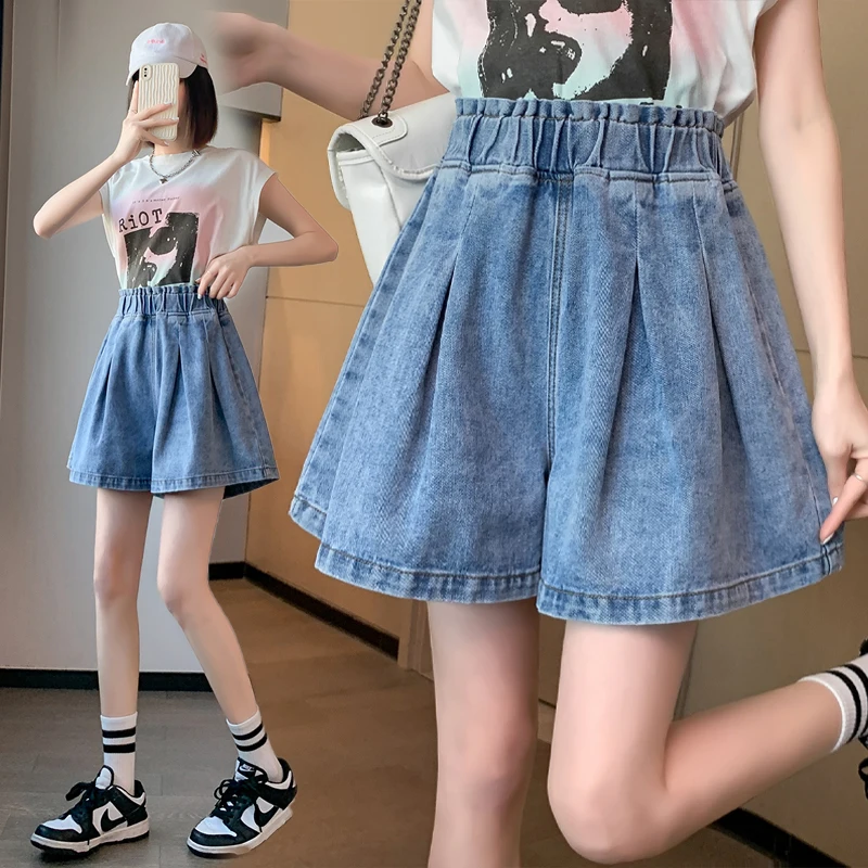 High Waist A-Line Wide Leg Denim orts Women plus Size Loose Meat Concealing Skirt Pants Summer Blue Ultra Thin Denim orts
High Waist A-Line Wide Leg Denim orts Women plus Size Loose Meat Concealing Skirt Pants Summer Blue Ultra Thin Denim orts