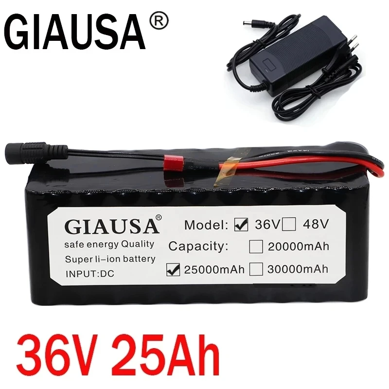GIAUSA 10S4P 36V battery 25Ah battery pack 1000W high power battery 42V 25000mAh 36v electric bike battery BMS with 42v charger
GIAUSA 10S4P 36V battery 25Ah battery pack 1000W high power battery 42V 25000mAh 36v electric bike battery BMS with 42v charger