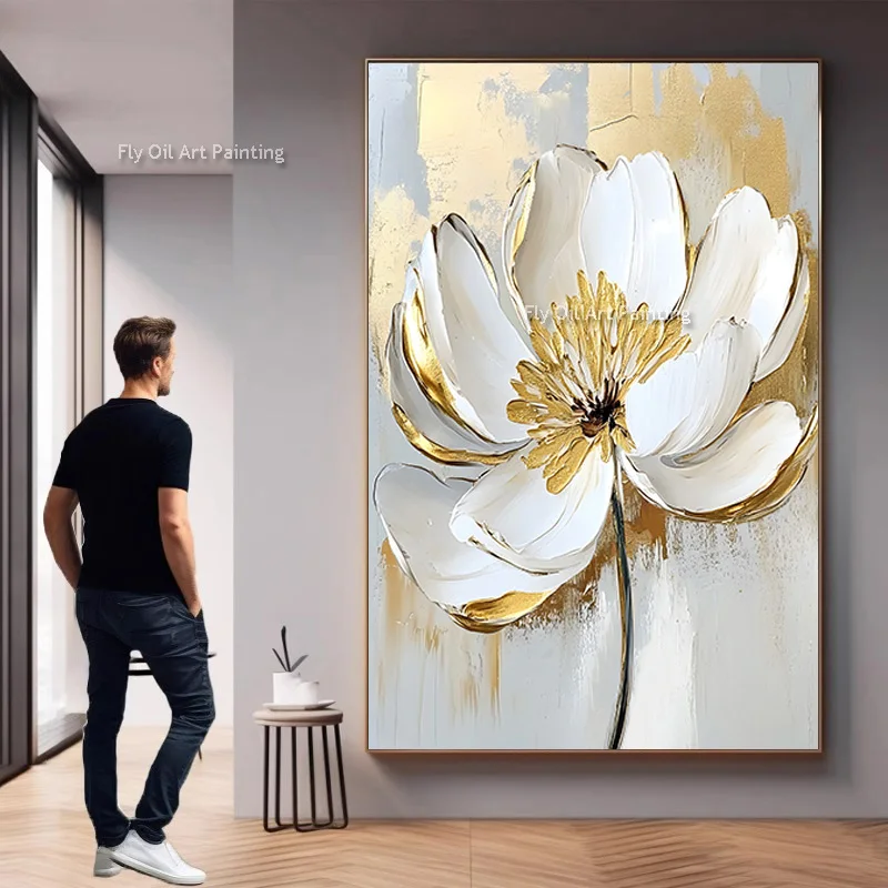 New Design Artwork Golden White Knife Thick Canva Oil Painting Hand Drawn Blue Golden Florals Wall Art Decor For Room Hall
New Design Artwork Golden White Knife Thick Canva Oil Painting Hand Drawn Blue Golden Florals Wall Art Decor For Room Hall