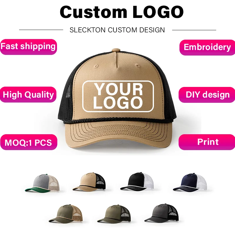 SLECKTON Custom Embroidery Hat Cotton Baseball Cap for men Fashion DIY Design Truck driver's hat Mesh Hats Unisex Wholesale
SLECKTON Custom Embroidery Hat Cotton Baseball Cap for men Fashion DIY Design Truck driver's hat Mesh Hats Unisex Wholesale