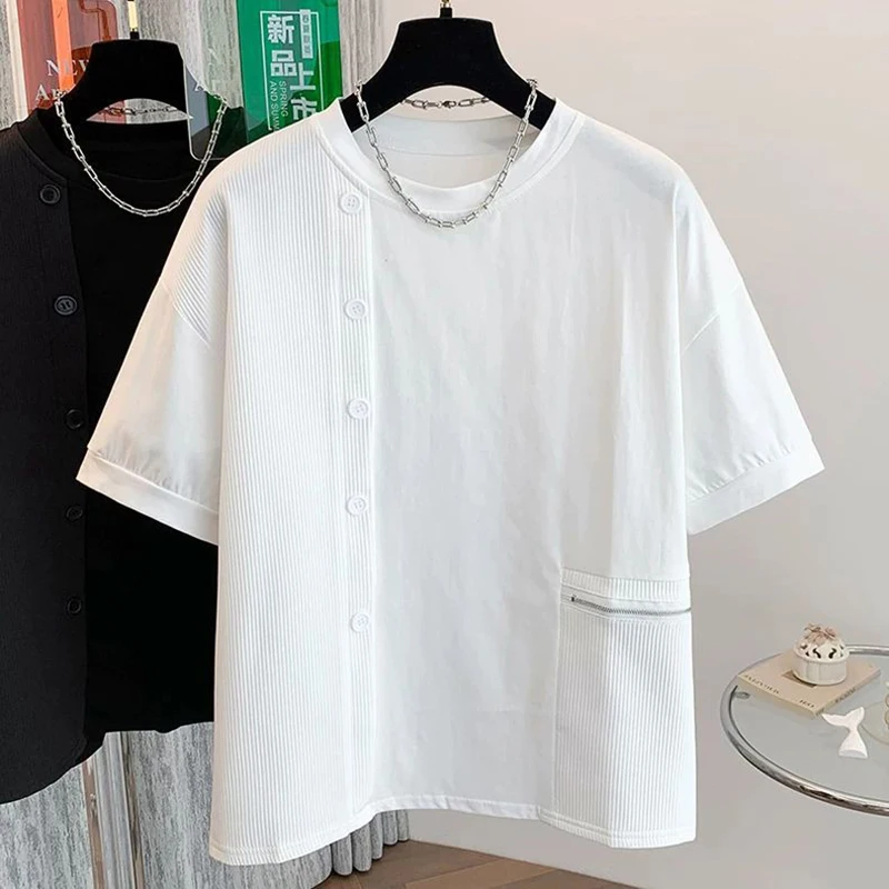 Summer Men O Neck Short Sleeve T Shirt Striped Spliced Button Zipper Pocket Fashion Chic Simple 2xl Oversized Clothing Top White
Summer Men O Neck Short Sleeve T Shirt Striped Spliced Button Zipper Pocket Fashion Chic Simple 2xl Oversized Clothing Top White