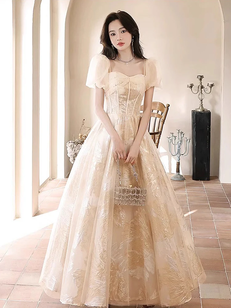Elegant Champagne Long Evening Dresses For Women Summer Square Neck Short Sleeved Prom Dress Graduation Wedding Party Gowns
Elegant Champagne Long Evening Dresses For Women Summer Square Neck Short Sleeved Prom Dress Graduation Wedding Party Gowns