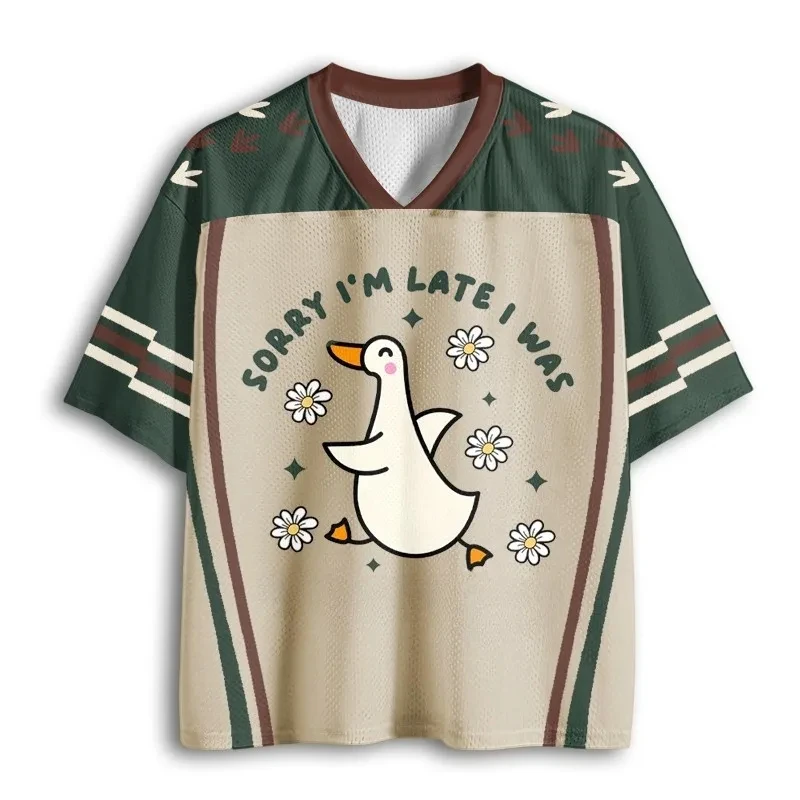 Fashion Fun Duck Printed Loose V-neck T-shirt Suitable for Summer Children Adult Family Leisure Outdoor Sports Basketball Shirt
Fashion Fun Duck Printed Loose V-neck T-shirt Suitable for Summer Children Adult Family Leisure Outdoor Sports Basketball Shirt