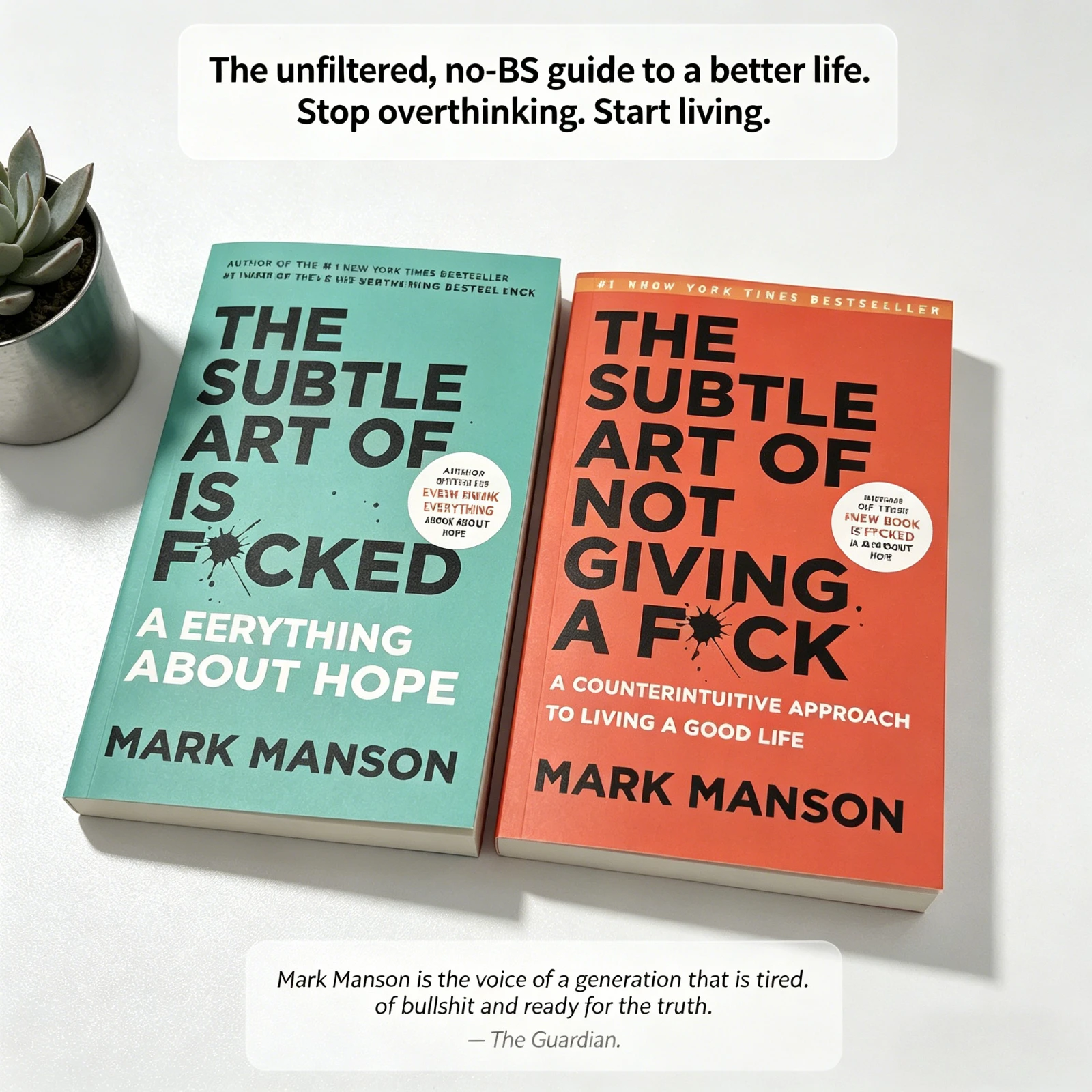 Mark Manson 2 Books Set: The Subtle Art of Not Giving A F ck & Everything Is F cked Self Help Books
Mark Manson 2 Books Set: The Subtle Art of Not Giving A F ck & Everything Is F cked Self Help Books