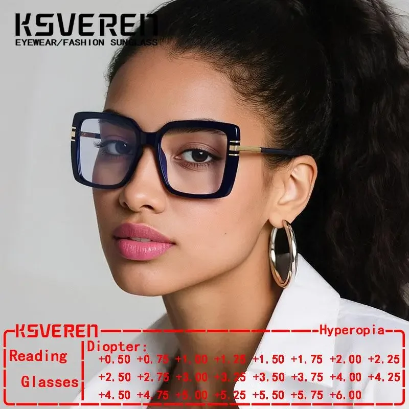 Women TR90 Blue Light Blocking Large Frame Presbyopic Eyewear Fashion Square Prescription Reading Glasses Customize Diopter
Women TR90 Blue Light Blocking Large Frame Presbyopic Eyewear Fashion Square Prescription Reading Glasses Customize Diopter