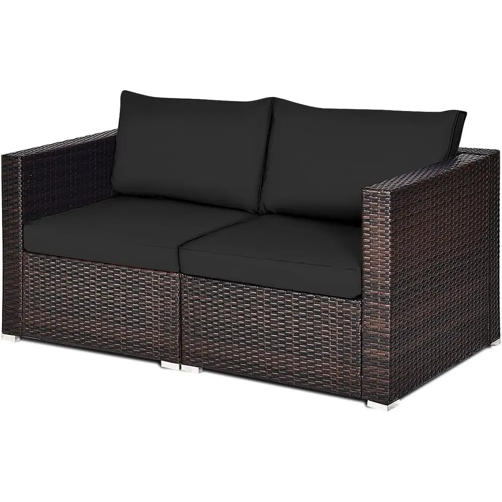 2-Piece Rattan Patio Sofa Set with Cushions, Ideal for Outdoor Spaces
2-Piece Rattan Patio Sofa Set with Cushions, Ideal for Outdoor Spaces