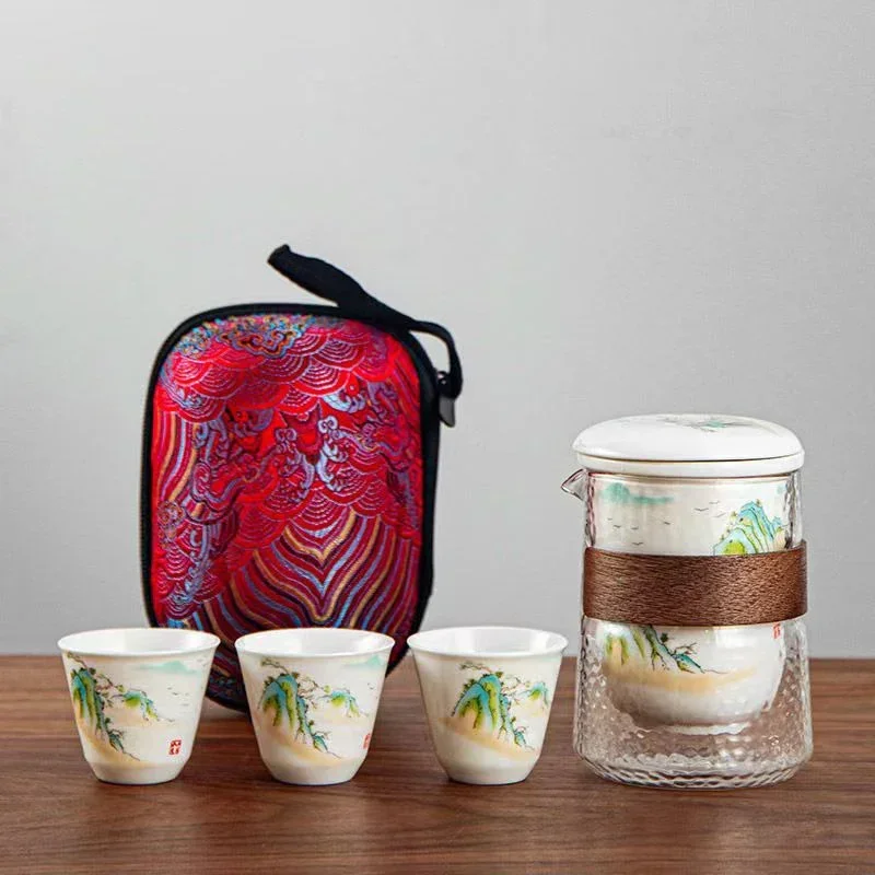 High quality white porcelain travel tea set 3 cup 1 pot 1bag,tea cup teapot Chinese ceramic teapot kettle porcelain gaiwan mug
High quality white porcelain travel tea set 3 cup 1 pot 1bag,tea cup teapot Chinese ceramic teapot kettle porcelain gaiwan mug