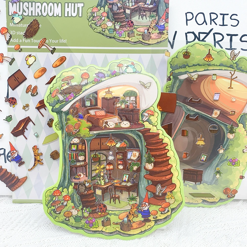 2pcs Cartoon Mushroom Hut Miniature Scene 3D Landscaping Stickers DIY Scene Stacking and Pasting Hand Account Creative Gifts
2pcs Cartoon Mushroom Hut Miniature Scene 3D Landscaping Stickers DIY Scene Stacking and Pasting Hand Account Creative Gifts