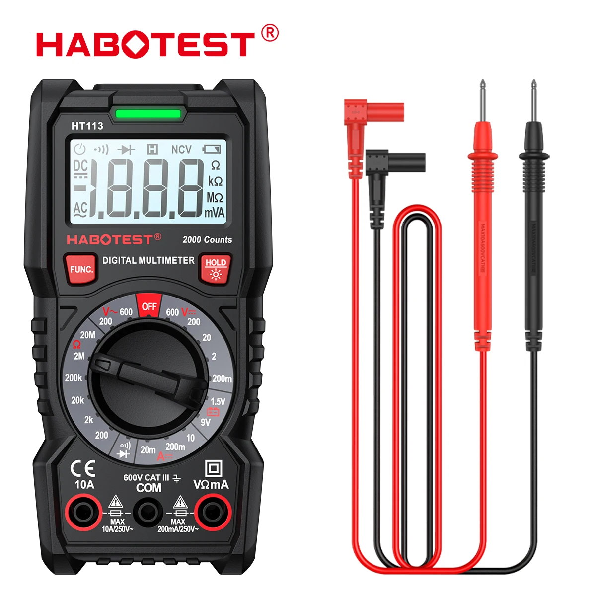 HABOTEST HT113/108L цифровой мультиметр True-RMS Autorange NCV вольтметр амперметр Ом Гц измеритель емкости инструмент для тестирования электрика
HABOTEST HT113/108L цифровой мультиметр True-RMS Autorange NCV вольтметр амперметр Ом Гц измеритель емкости инструмент для тестирования электрика