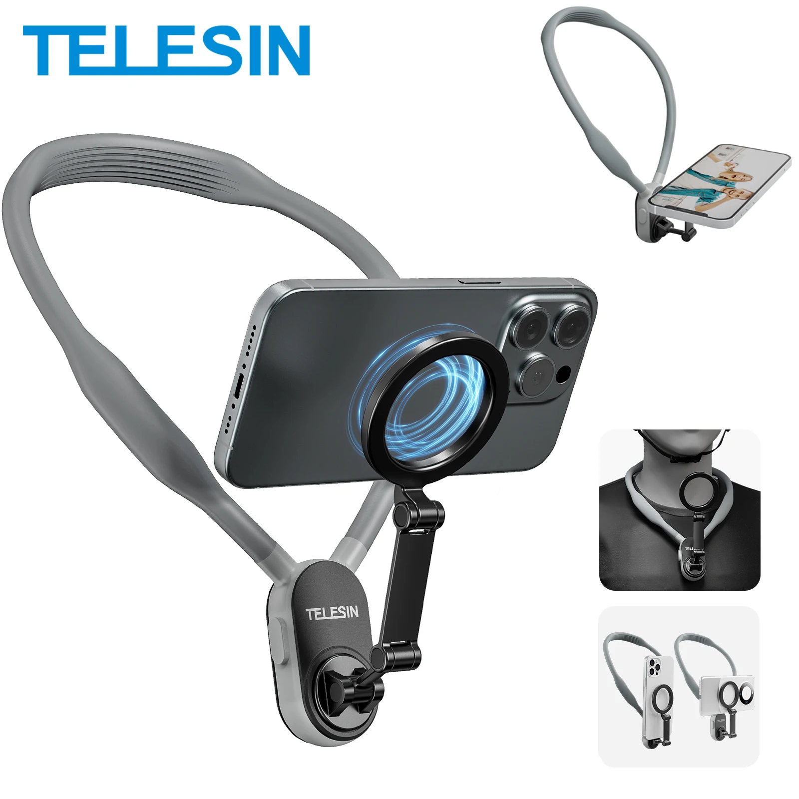 TELESIN Silicone Magnetic Quick Release Neck Mount, compatible with iPhone, Samsung, Huawei and Xiaomi smartphones
TELESIN Silicone Magnetic Quick Release Neck Mount, compatible with iPhone, Samsung, Huawei and Xiaomi smartphones