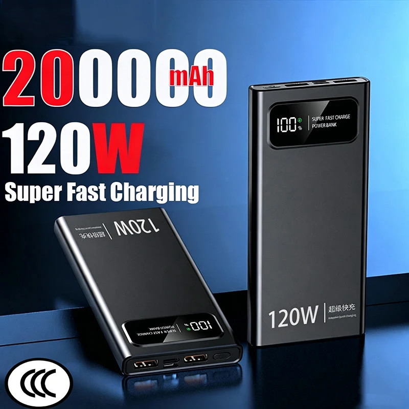 200000mAh Power Bank 120W Super Fast Charging Battery High Capacity Digital Display Power Bank For iPhone Samsung Huawei Xiaomi
200000mAh Power Bank 120W Super Fast Charging Battery High Capacity Digital Display Power Bank For iPhone Samsung Huawei Xiaomi