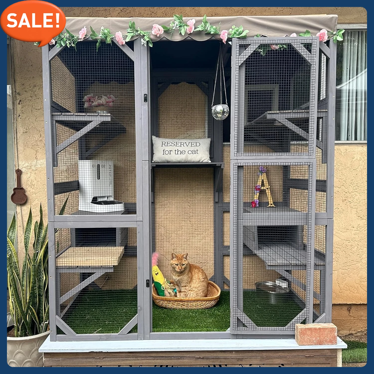 Cat House Outdoor Catio Kitty Enclosure with Super Large Enter Door,Wooden Cat Cage Condo Indoor Playpen with Platforms,70 Inch
Cat House Outdoor Catio Kitty Enclosure with Super Large Enter Door,Wooden Cat Cage Condo Indoor Playpen with Platforms,70 Inch