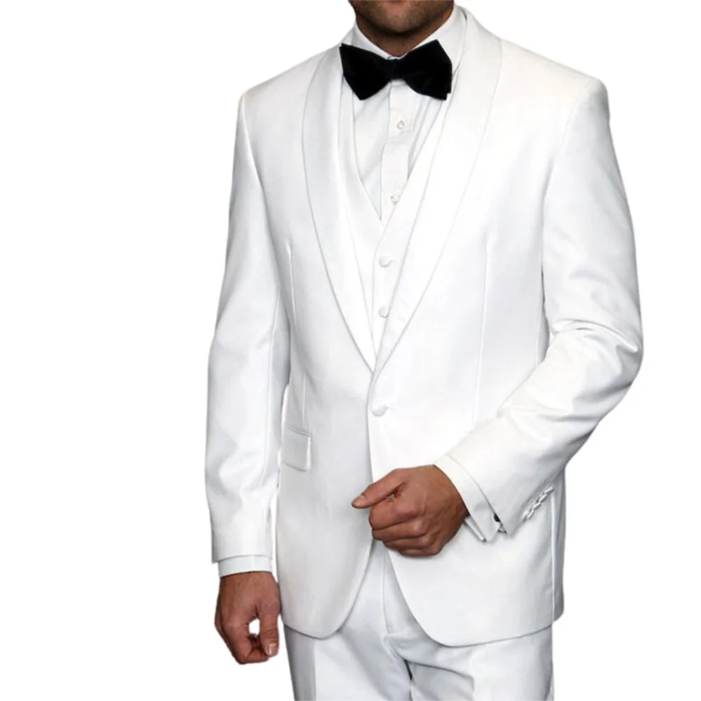 White Men's Suits 3 Piecs Jacket Pants Vest Single Breasted Shawl Lapel Tuxedo Wedding Groom Suits Formal Clothing
White Men's Suits 3 Piecs Jacket Pants Vest Single Breasted Shawl Lapel Tuxedo Wedding Groom Suits Formal Clothing