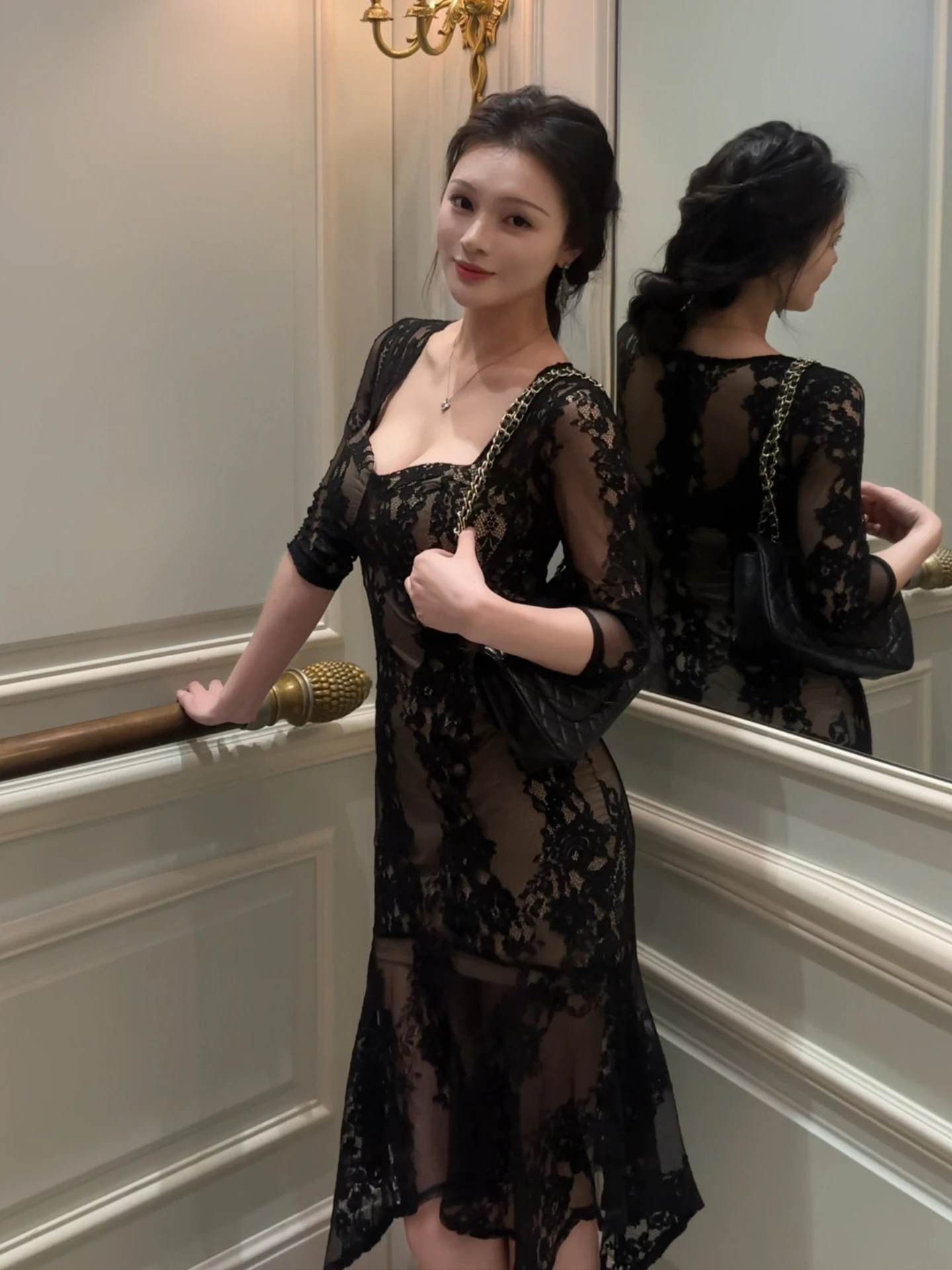 Keni plus Size Lace Hollow out Long Dress Women's Winter Casual High Waist Fish Tail Skirt Style Commute Korean Version
Keni plus Size Lace Hollow out Long Dress Women's Winter Casual High Waist Fish Tail Skirt Style Commute Korean Version