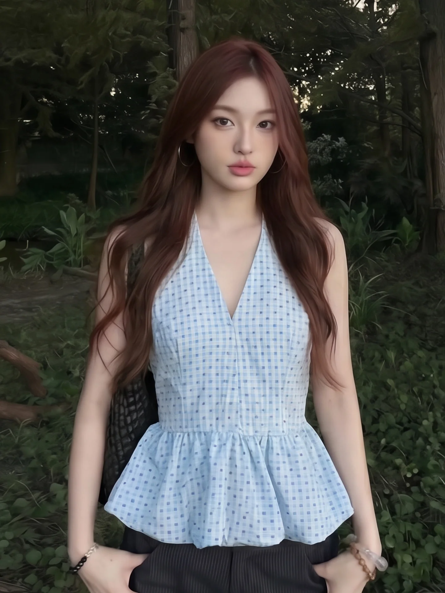 Spicy Girl V-Neck Hanging Neck Tie Polka Dot Strapless Vest Women Summer Outwear Waist Cinching Sleeveless Plaid Bloom Top
Spicy Girl V-Neck Hanging Neck Tie Polka Dot Strapless Vest Women Summer Outwear Waist Cinching Sleeveless Plaid Bloom Top