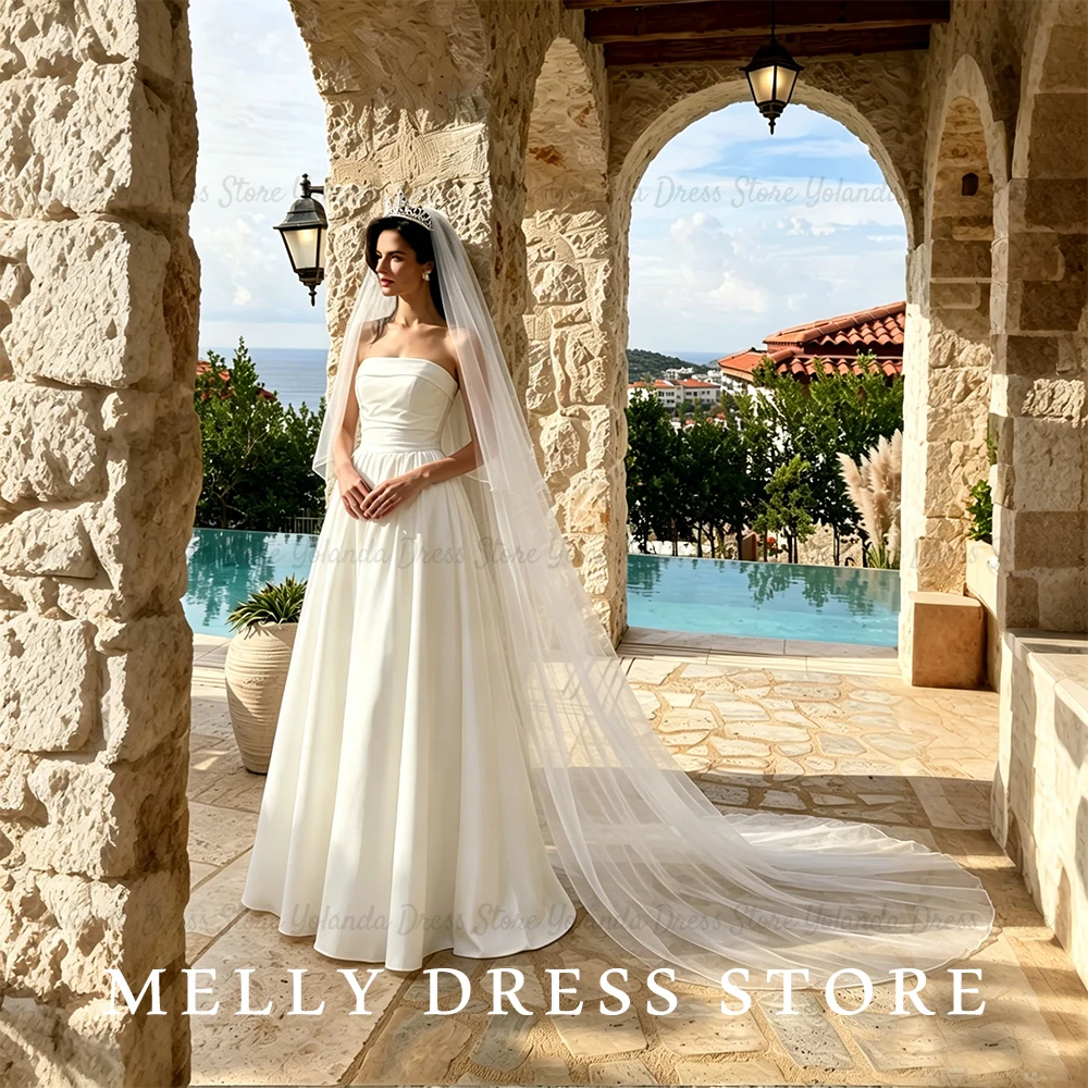 Melly Wedding Dress Simple Women's Bridal Dresses Sexy Strapless Backless Evening Dress A-line vestido de novia Long Customized
Melly Wedding Dress Simple Women's Bridal Dresses Sexy Strapless Backless Evening Dress A-line vestido de novia Long Customized