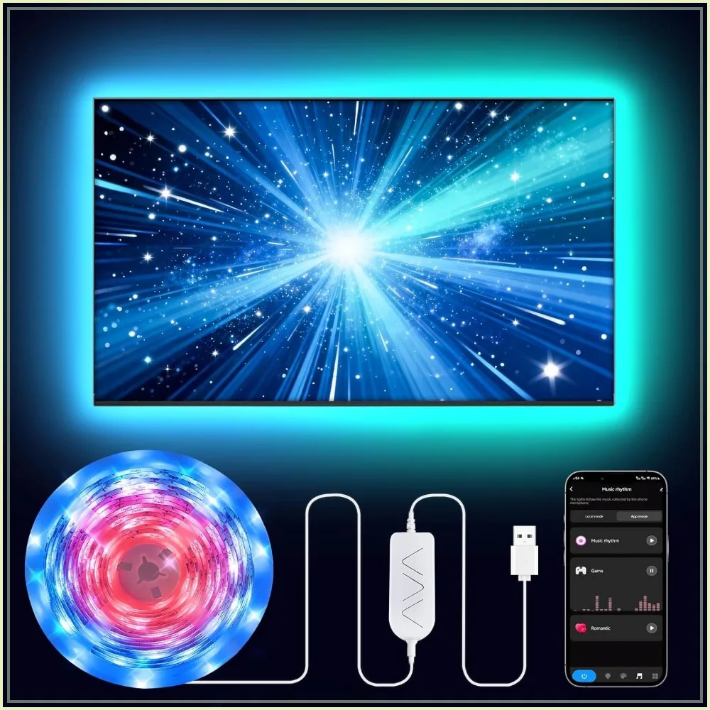 16.4ft RGB+IC LED Lights for 50-75 Inch TV, Music Sync, Bluetooth APP, Voice Control, 44 Scene Modes, Ambient Lighting for Game, Bedroom
16.4ft RGB+IC LED Lights for 50-75 Inch TV, Music Sync, Bluetooth APP, Voice Control, 44 Scene Modes, Ambient Lighting for Game, Bedroom