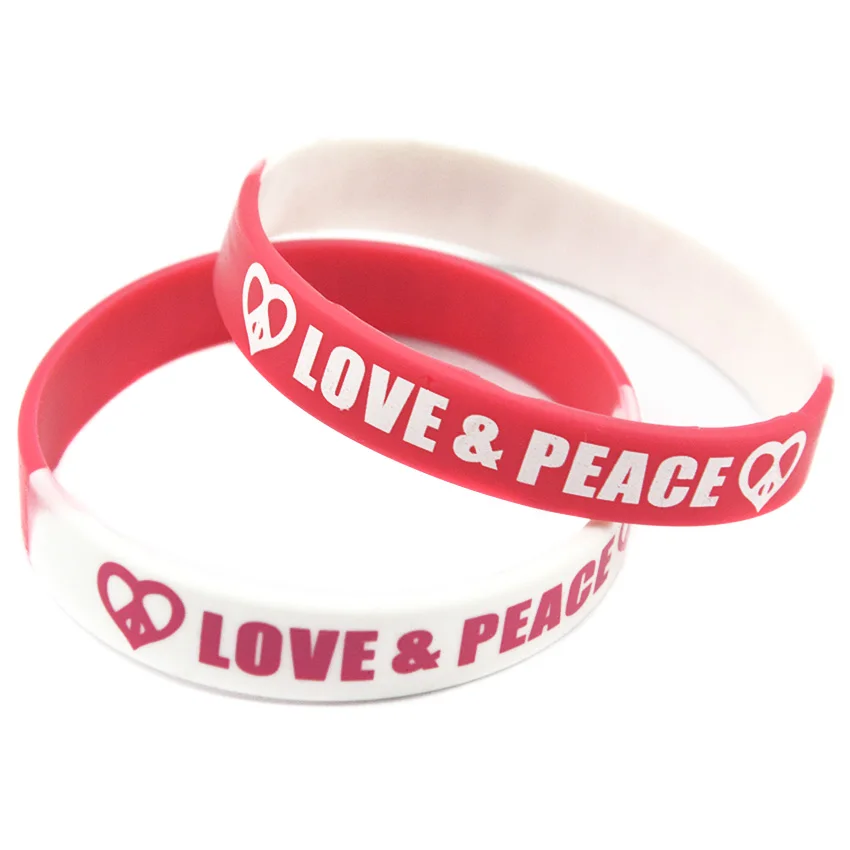 50 Pcs Printed Love and Peace Silicone Rubber Wristband for Charity Segmented Color Fashion Bracelet
50 Pcs Printed Love and Peace Silicone Rubber Wristband for Charity Segmented Color Fashion Bracelet