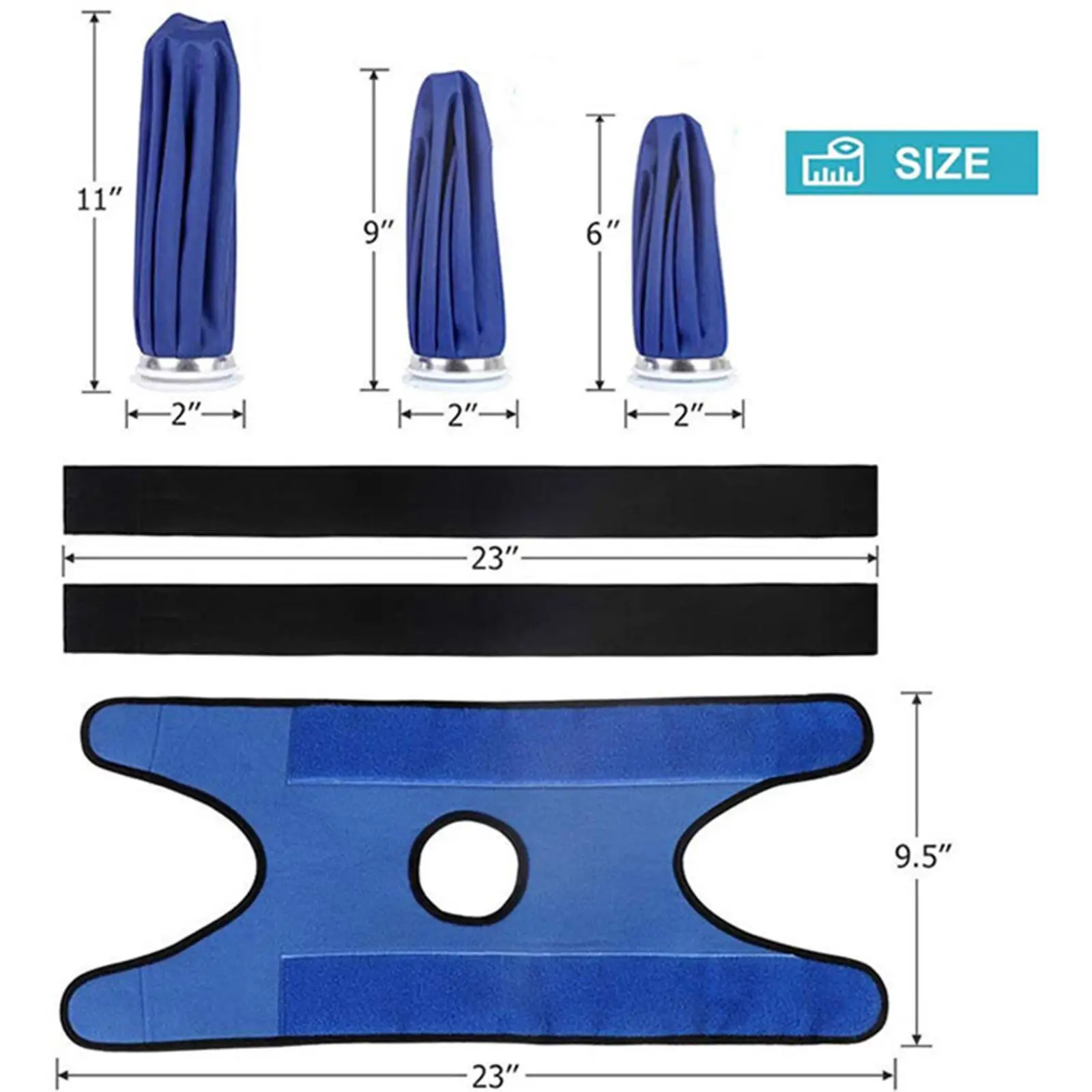 Packs 11" 9" 6" with Support Flexible Adjustable Wrap Reusable for Knee
Packs 11" 9" 6" with Support Flexible Adjustable Wrap Reusable for Knee