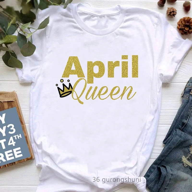 Golden April/May/June/July Queen Crown Letter Print T-Shirt Women'S Clothing Summer Fashion Tshirt Femme Harajuku Shirt Tops
Golden April/May/June/July Queen Crown Letter Print T-Shirt Women'S Clothing Summer Fashion Tshirt Femme Harajuku Shirt Tops
