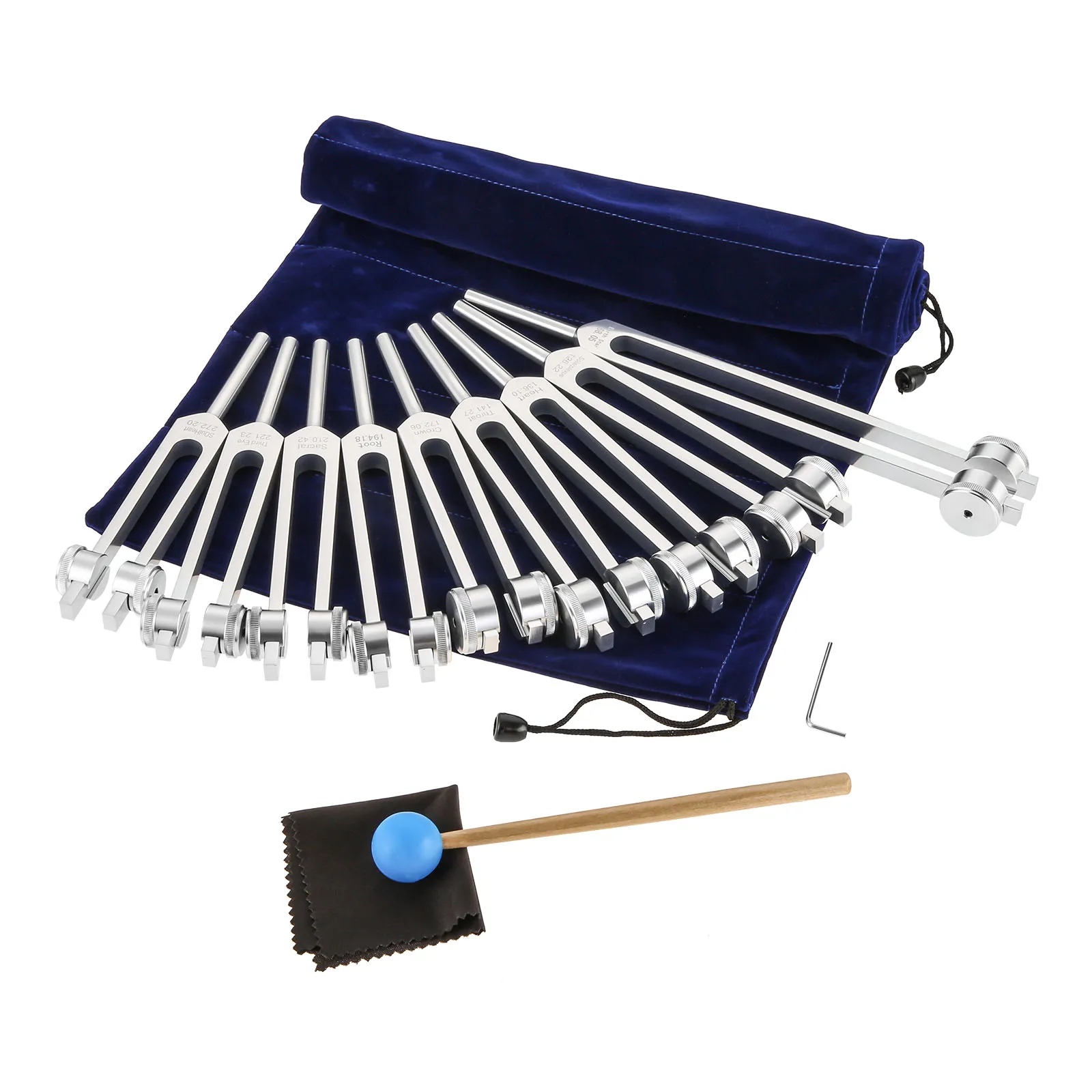 1Set Silver Tuning Forks Chakras + Silicone Mallets+Bag 126.22-272.2 Hz Frequencies Healing/Sound Therapy/Musical Instrument
1Set Silver Tuning Forks Chakras + Silicone Mallets+Bag 126.22-272.2 Hz Frequencies Healing/Sound Therapy/Musical Instrument